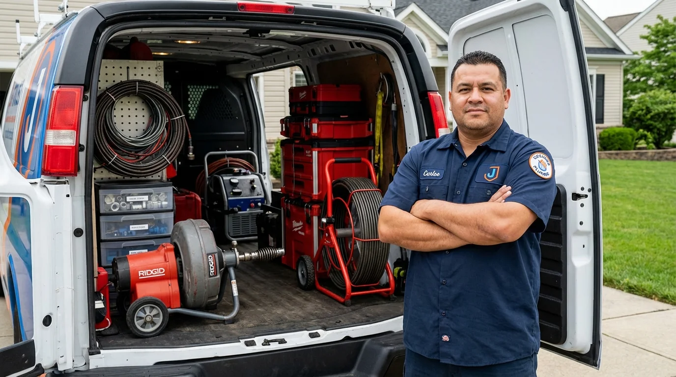 Professional drain cleaning equipment and Johns Plumbing LLC plumber in East Sandwich