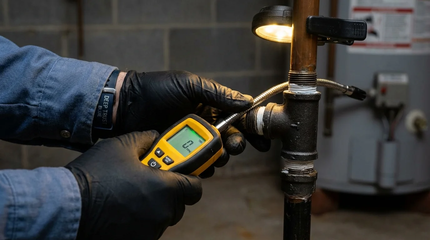 Gas leak detection with electronic sniffer by Johns Plumbing LLC in East Sandwich