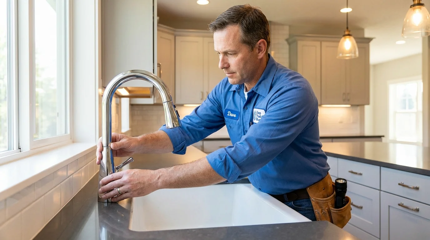 Kitchen faucet installation by Johns Plumbing LLC in East Sandwich