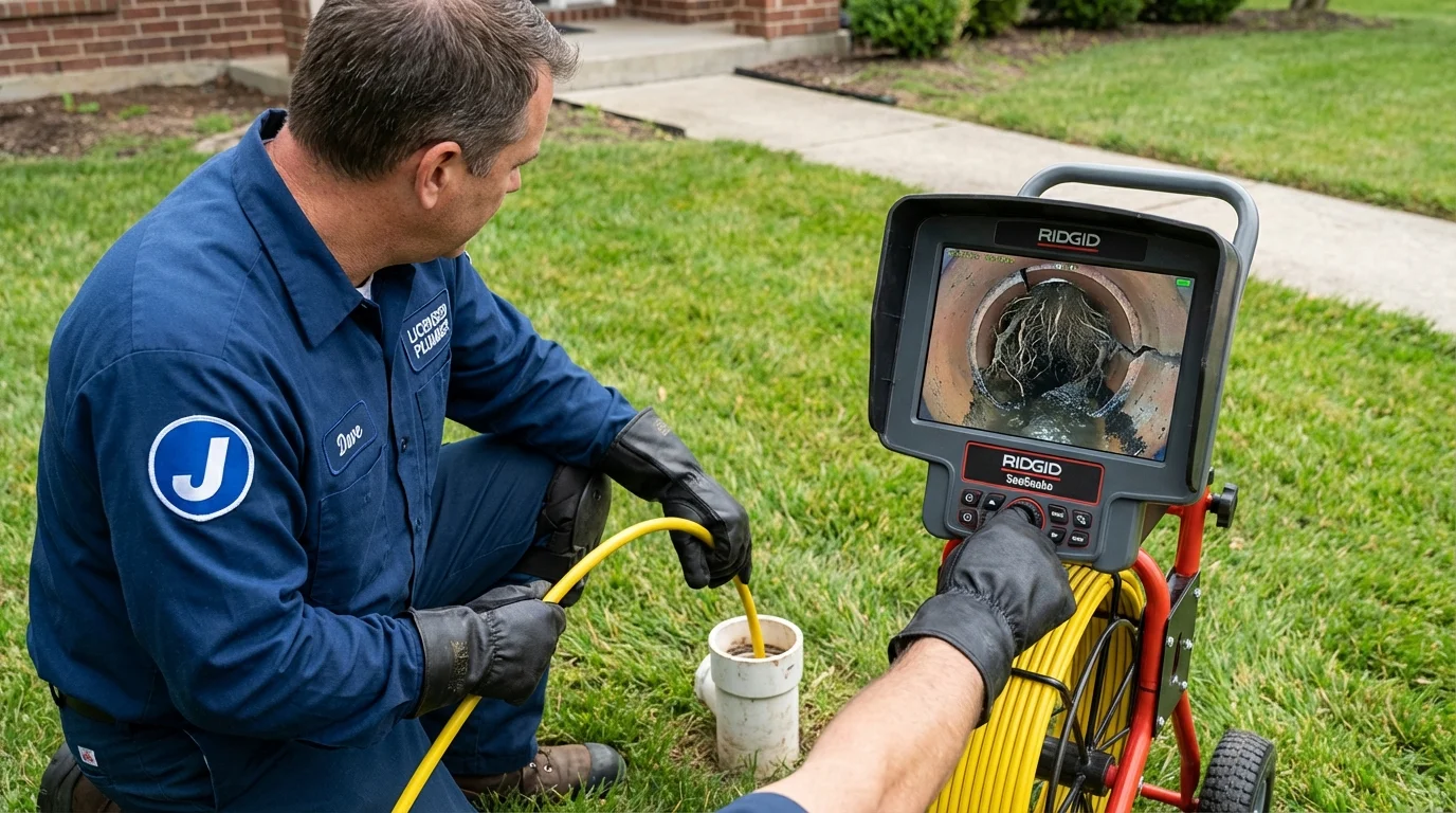 Sewer camera inspection being performed by Johns Plumbing LLC in East Sandwich